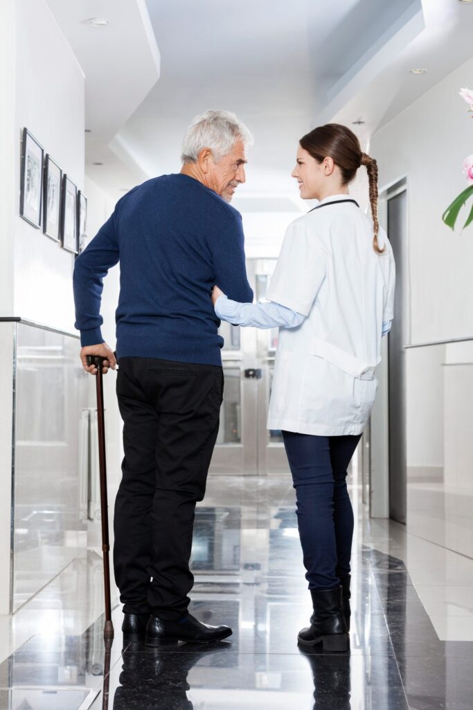 A doctor and elderly man
